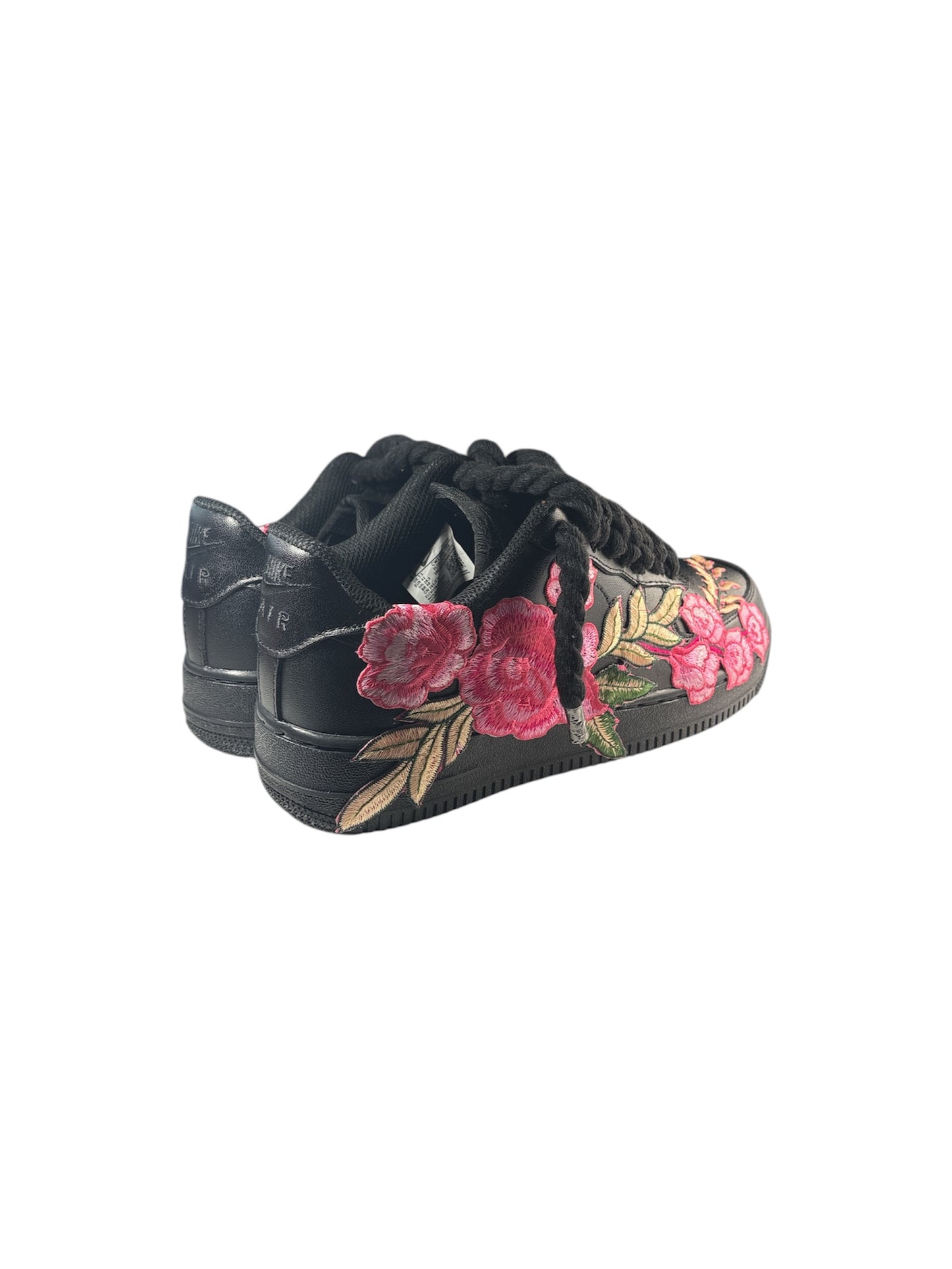 NIKE AIR FORCE 1 Negras personalizadas “ROPE LACES” Rose