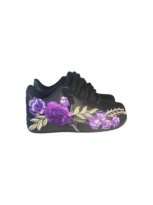 NIKE AIR FORCE 1 Negras personalizadas “ROPE LACES” Rose