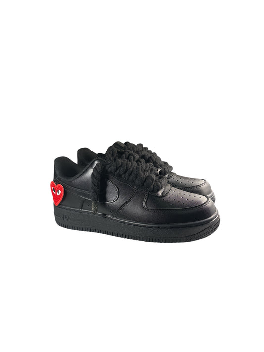 NIKE AIR FORCE 1 Negras personalizadas “ROPE LACES” Love