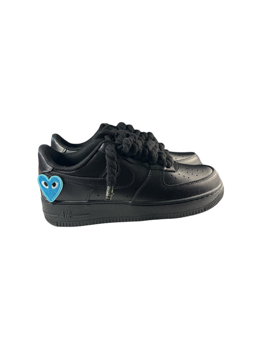 NIKE AIR FORCE 1 Negras personalizadas “ROPE LACES” Love