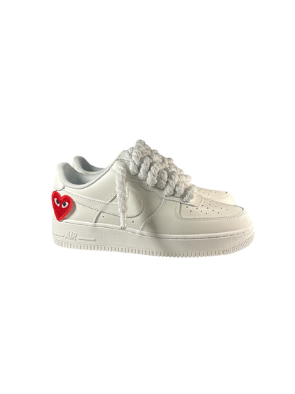 NIKE AIR FORCE 1 Blancas personalizadas “ROPE LACES” Love
