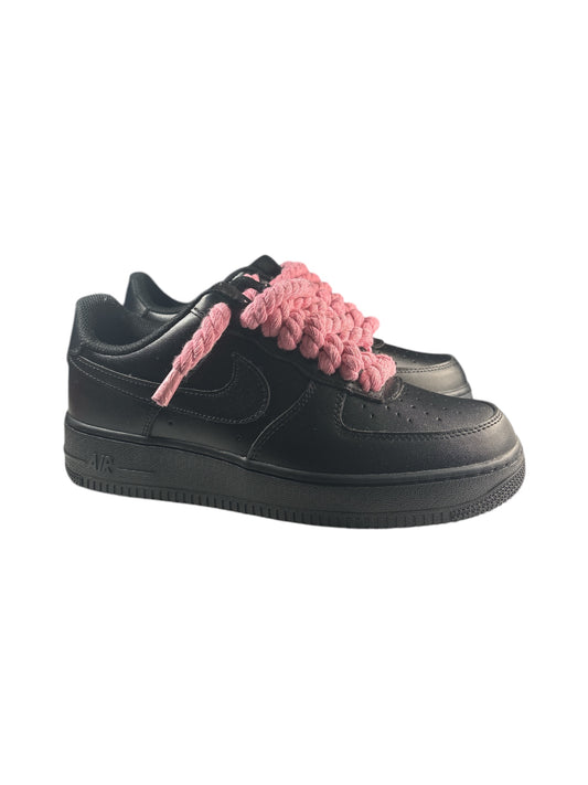 NIKE AIR FORCE 1 Negras personalizadas “ROPE LACES”